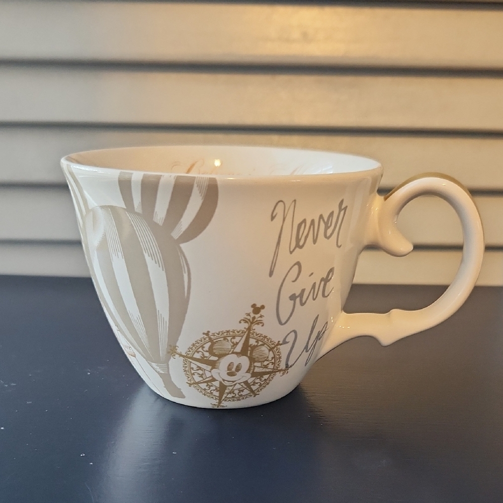 Disney Parks Tea Cup Gold Silver White